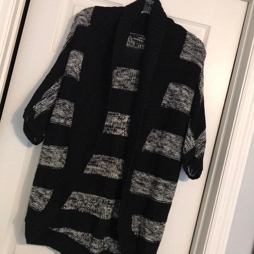 Black and white Stripe Open Knit Express Cardigan